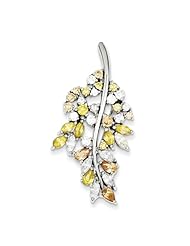 Sterling Silver Multi-color CZ Leaf Pin