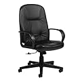 Arno High-Back Swivel/ Tilt Chair - Black Leather/ Black Frame