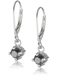 14k Gold Black Diamond Dangle Earrings (1 cttw)