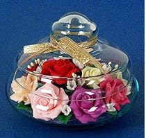 Thai Crafts Rose Soap in Bowl Glass