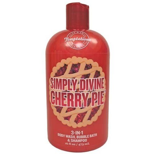 Bath & Body Works Temptations Simply Divine Cherry Pie 3 in 1 Body Wash, Bubble Bath, & Shampoo 16 oz