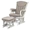 Dutailier Ultramotion Sleigh Glider Rocker and Ottoman - White/ Beige