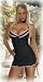 Dreamgirl Women's Candy Stripe Babydoll with Panty, Black, Small