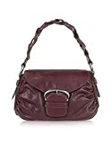 Review Coccinelle  / Coccinelle Burgundy Goatskin Buckle Flap Shoulder Bag