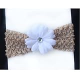 Beige Baby Headband With A Little White Daisy Flower