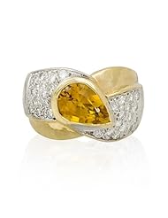 Diamond and Orange Sapphire Pave Set 14k Two Tone Gold Ring