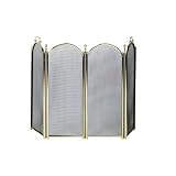 Outdoor Living : UniFlame 4 Fold Large Diameter Polished Brass Screen W/ Woven Mesh