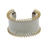 Ladies Gold Overlay Stainless Steel Cuff Bracelet Spiral Accent, 7.75