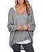EXLURA Oversized Loose Blouse Long Batwing Sleeve Tee Shirt