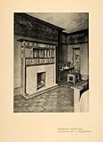 1900 Print Bedroom Fireplace Mantel Stone Wood Design - Original Halftone Print