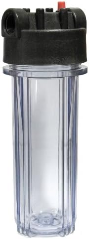 10" Std Filter Housing, Clear/Black, 3/4" in/out w/Press. Relief, Ribbed Cap Style