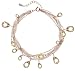 Rose Gold Over Sterling Silver Multi Layer Chain Bracelet W/ Champagne CZ 7.5in