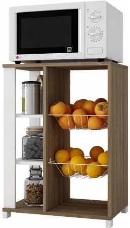 2 Racks and 3 Side Shelves | Mendocino Maple Useful Pantry Racks - Brown, White