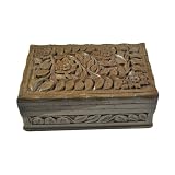 Christmas Gift for Women a Beautiful Handmade Wooden Box with Intricate Carvings (With Secret Opening Mechanism) ~ India Ethnicity