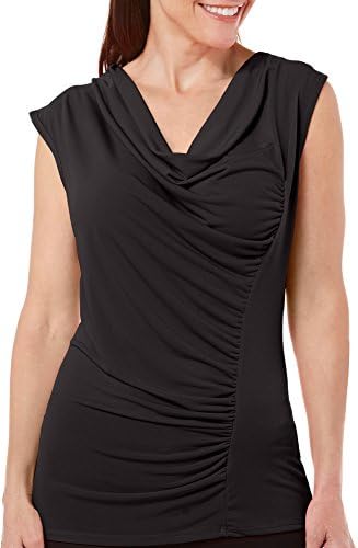 C'est La Vie Womens Asymmetrical Ruched Tank Top Medium Black