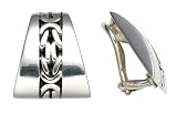 Sterling Silver Box Weave Pyramid Clip Earrings by Lois Hill