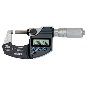 Mitutoyo 293-334, 0 - 1" X .00005"/0.001mm IP65 Digimatic Outside Micrometer, With Output, Ratchet Thimble