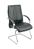 Mid Back Leather Visitors Chair with Chrome Sled Base