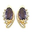 14K Yellow Gold Amethyst and Diamond Earrings