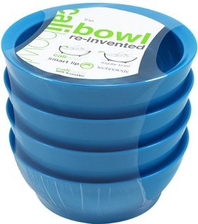 Calibowl Non-Spill Low Profile Bowl with Non-Slip Base, 28-Ounce, Light Blue, Set of 4