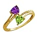 0.88 Ct Trillion Purple Amethyst and Peridot title=