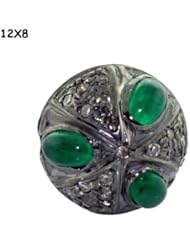12*8mm Diamond Pave Gemstone Bead .925 Sterling Silver Charm Jewelry