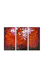 Legendarte Set Pintura al Óleo sobre Lienzo 3 Uds. Riflessi Rossi