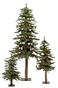 Set Of 3 Unlit Downswept Alpine Artificial Christmas Trees 3' 4' 5'