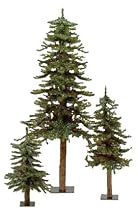 Set Of 3 Unlit Downswept Alpine Artificial Christmas Trees 3' 4' 5'