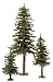 Set Of 3 Unlit Downswept Alpine Artificial Christmas Trees 3' 4' 5'