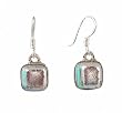 Earrings - XE-13 - Genuine Handmade Dichroic Glass Earrings - French Wires - Square Shape ~ All Findings and Earring wires are made of .925 Sterling Silver