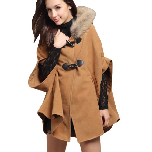 VOBAGA Women's Princess Style Unique Poncho loose Hood Jacket Outerwear