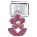 Mauve Flower Dangle Italian Charms