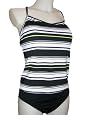 Womens Nike 2 Piece Tankini Bikini Athletic Swimsuit, Black/White/Yellow