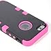ATC Silicone Soft Skin and Solid Rubber Feel Hard Tuff Design Armor Defender Hybrid Protector Case Cover for Apple iPhone 5 5G (Black+Pink)