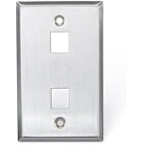 Leviton 43080-1S2 QuickPort Wallplate, Single Gang, 2-Port, Stainless Steel