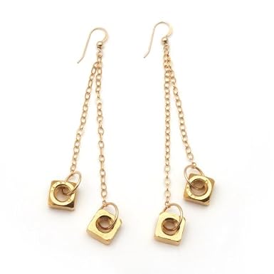 Gold Nut Drop Earrings by Alice Menter||RF10F