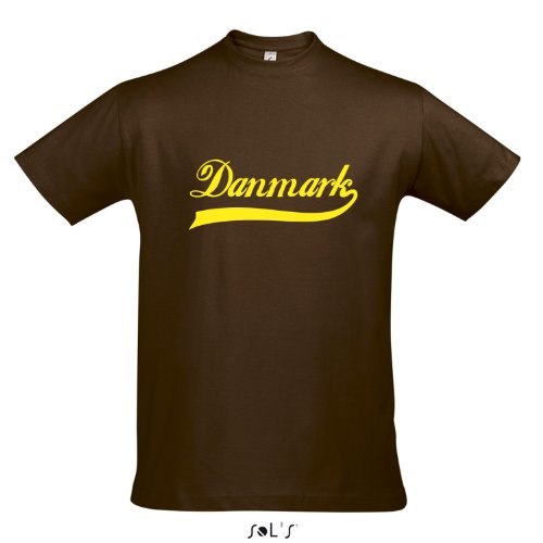 T-Shirt Dänemark Oldschool Danmark LÄNDERSHIRT EM / WM FAN Trikot S-XXL , Earth – gelb , S