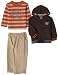 Nannette Baby Boys 3-Piece Varsity Hoodie Set, Brown/Orange, 18 Months