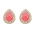 Candy Color Drop Zircon Crystal 18k Gold Plated Earrings Stud Women Jewelry + 925 Sterling Silver Earnuts 989 (989)