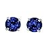 Blue Sapphire Round Cut Diamond CZ Silver Stud title=