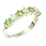 High Quality Solid Sterling Silver Natural Fiery Opal & Peridot Eternity Ring - Finger Sizes 5 to 12 Available