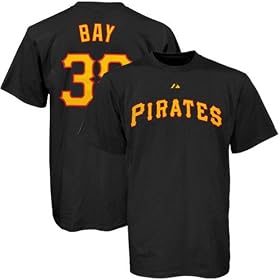 Majestic Pittsburgh Pirates #38 Jason Bay Black Youth Players T-shirt