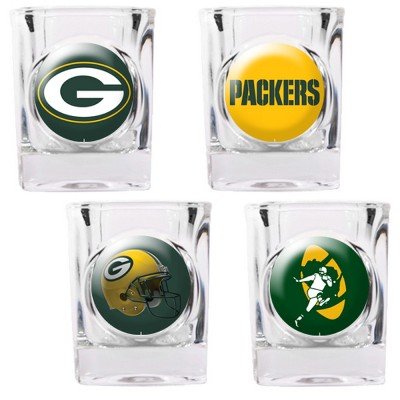 Green Bay Packers - 4 Piece Square Shot Glass Set w/Individual Logos