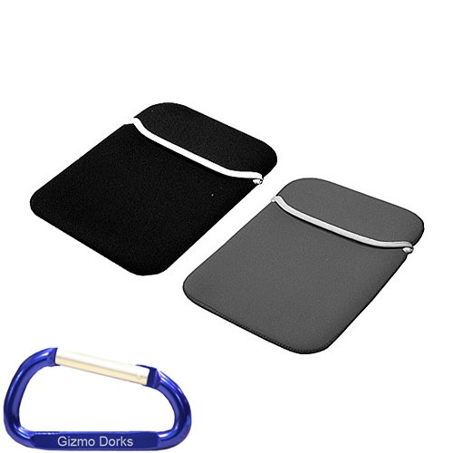 Premium Neoprene Reversible Sleeve Case (Black/Gray) for any Garmin GPS Unit with 3.5 Inch Screens and Free Extra Carabiner Key Chain
