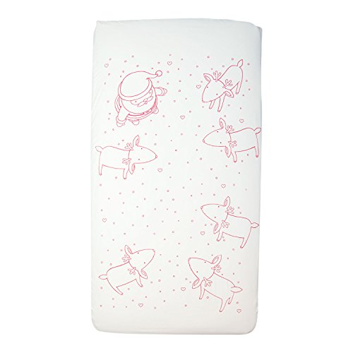 Hallmark Baby Holiday Picture Perfect Fitted Christmas Crib Sheet, Cream, Reindeer & Santa