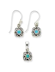 Sterling Silver Created Opal Earring & Pendant Set