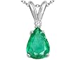 1.03 cttw 14k White Gold Genuine Emerald and Diamond Pendant in 14k White Gold