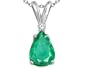 1.03 cttw 14k White Gold Genuine Emerald and Diamond Pendant in 14k White Gold
