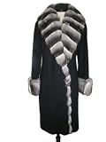 100% 17 Ounce Loro Piana Cashmere Slightly Fitted 7/8 Coat w/Large Natural Chinchilla Tuxedo & Cuffs USA Made